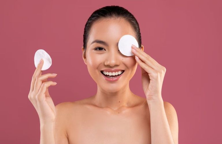 Không để lông mày tiếp xúc với nước, nên dùng bây tẩy trang lau nhẹ
