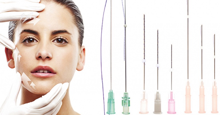 Căng da mặt bằng chỉ Collagen