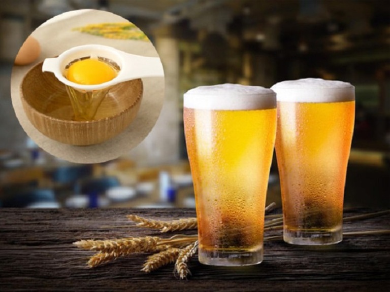 Cách căng da mặt với lòng trắng trứng gà và bia