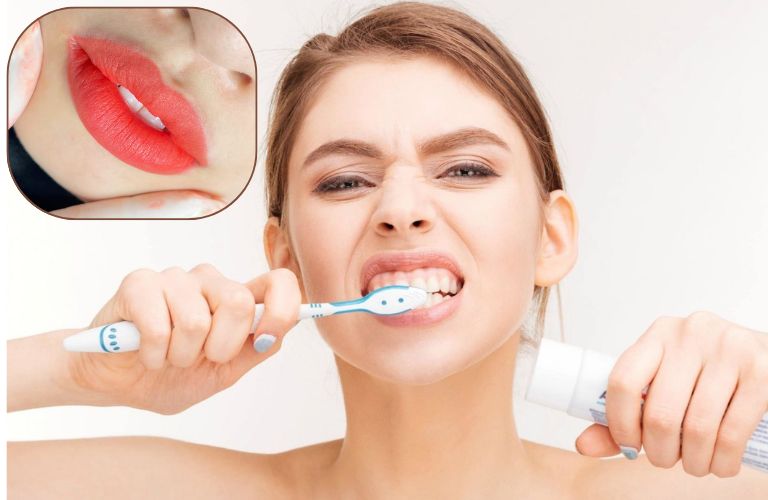 Phun môi có được đánh răng không? Cần kiêng bao lâu?